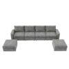 Chenille Modular Sectional Sofa, U Shaped Reversible Couch, Free Combination, 6 Seat Sleeper Sofa Bed With Ottoman, Convertible Oversized Indoor Furniture - Gray - Image 3