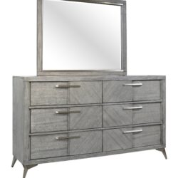 6 Drawer Dresser Book Matched Veneers - Gray