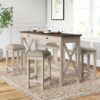 Console Table With 4 Stools - Antique White - Image 2
