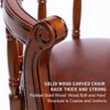 26'' Swivel Cow Top Leather Wooden Bar Stool, 360 Degree Swivel Bar Height Chair With Backs For Home Kitchen Counter - Brown - Image 3