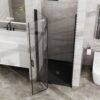 Bifold - Frameless Glass Shower Door 1 / 4" Tempered Clear Glass Pivot Swing Panel - Black - Image 6