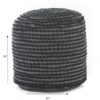 River - Handcrafted Cylindrical Pouf With Water Resistant Fabric - Black - Image 3