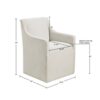 Traditional Skirted Dining Arm Chair With Casters Polyester Upholstery - Cream - Image 3