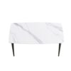 63" Modern Artificial Stone White Curved Black Metal Leg Dining Table, 6 People - White - Image 4