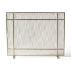 Modern Single Panel Iron Fireplace Screen Handcrafted Minimalistic Design - Gold