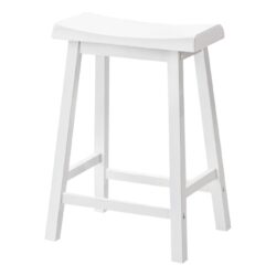 Bar Stool Counter Height, Saddle Seat, Contemporary & Modern (Set of 2) - White