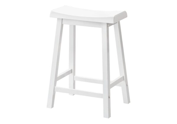 Bar Stool Counter Height, Saddle Seat, Contemporary & Modern (Set of 2) - White