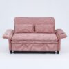 Contemporary Letter Striped Fabric Multi Functional Sofa Bed With Adjustable Armrests And Backrests - Pink - Image 20