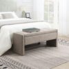 Modern Bed End Bench With Storage, Upholstered Large Foot Rest Stool, Comfy Window Vanity Bench For Living Room, Dorm, Coffee Table, Linen - Gray Brown - Image 2