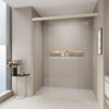 Double Sliding Shower Door, Semi Frameless Bypass Bathroom Sliding Door With 1 / 4" (6Mm) Tempered Glass For Walk In Shower - Brushed Gold - Image 4