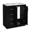 Bathroom Vanity With Ceramic Sink Combo, Frame Bathroom Storage Cabinet, Freestanding Vanity Set With 3 Drawers & Soft Closing Doors - Black - Image 13