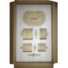 Marble Bathroom Accessories Set, Genuine Marble, Real Stone, 6 Piece Set - Beige / Gold - Image 8