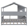 Twin Size House Bed With Trundle, Modern Design For Kids With Storage Shlef - Gray - Image 6