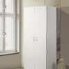 Michael - Double Door Wardrobe Cabinet Armoire With Shelf And Hanging Rod - White - Image 4