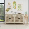 Rattan 4 Door Cabinet, Suitable For Bedroom - Natural - Image 6
