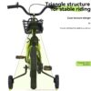 Fkznpj - 18" Sporty Kids Bike With Training Wheels And Stand Adjustable Saddle Suitable For Boys And Girls Aged 5 - 10 Years Tall Height 39 - 49" Available In A Variety Of Colors - Green - Image 8