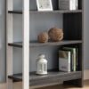 5 Tier Home Display Cabinet, Two Toned Freestanding Bookcase - White Oak / Distressed Gray - Image 5