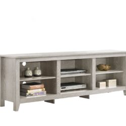 Benito - Wide TV Stand With Open Shelves And Cable Management - Dusty Gray