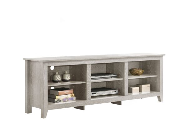 Benito - Wide TV Stand With Open Shelves And Cable Management - Dusty Gray