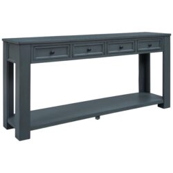 Hearth & Haven Clara - Console Table With Storage Drawers And Bottom Shelf Navy - Navy