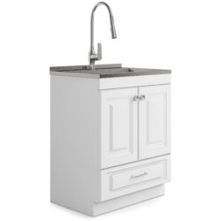 Lawrence - Laundry Cabinet & Faucet And Stainless Steel Sink - White
