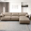 Veata - Suede Sectional Sofa With Right Hand Facing Chaise - Light Brown - Image 10