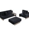 Memphis - Velvet Reversible Sectional Sofa Ottoman With Storage Compartment, Drawer, USB ports, Charging Outlets - Image 2