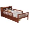 Twin Size Bed With Headboard Storage Rack, 2 Under Bed Drawers, 3 - Side Guardrails For Safety And Security - Walnut - Image 19