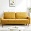 Sofa, European Style With Sleek Design, Modern & Vintage Flair, Upholstered 3 Seater Couch - Mustard Yellow - Image 7