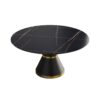 59.05" Modern Artificial Stone Round Black Carbon Steel Base Dining Table, Can Accommodate 6 People - Black - Image 8