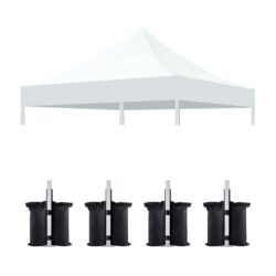 10 0 Ft Canopy Replacement Top With 4 Pack Weight Bags Pop Up Tent Cover Only Frame Not Included - White