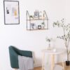 Gardenia - Floating Shelf With Metal Brackets, Decorative Hanging Display For Trophy, Photo Frames, Collectibles, 2 Tier - Natural Wood - Image 4