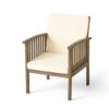Casa Acacia Wood Club Chairs (Set of 2) With Water Resistant Cushions - Gray / Cream - Image 8