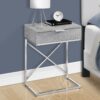 Accent Side Table, Storage Drawer, Contemporary Stylish - Gray - Image 3