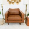 Catherine - Leather Lounge Chair Leather - Brown / Tan - Image 5