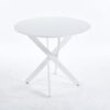 Dining Table With Cross Metal Leg And MDF Top, Modern Space Saving Kitchen Table For Living Room Legs, Round Table - White - Image 2