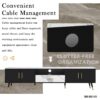 Modern TV Stand With 2 Cabinets & Open Compartments, Entertainment Center For Tvs Up To 80'', Television Console For Living Room - White / Black - Image 7