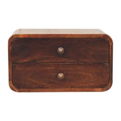 Curved Wall Mounted Bedside Table - Walnut
