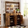 Minimalist 4 Door Shoe Cabinet With Coat Rack, Spacious Top, 3 Drawers, 8 Shelves, Metal Hooks And Handles For Hallway - Rustic Brown - Image 5