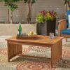 Acacia Wood Outdoor Coffee Table, Rectangular Patio Coffee Table For Outside - Brown Patina - Image 6
