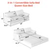 Queen Pull Out Sofa Bed, 3 In 1 Convertible Sleeper Sofa With Side Storage Multifunctional Velvet Loveseat Bed For Living Room - Blue - Image 2