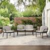 Luna - Outdoor Patio 3 Pieces Chat Set With Pp Frame And Cushions Includes 2 Club Chairs And 1 Loveseat - Beige / Black - Image 2