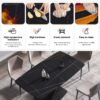 63" Artificial Stone Black Curved Black Metal Leg Dining Table - Black - Image 7