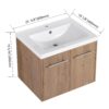 Modern Floating Bathroom Vanity With Resin Sink Soft Close Doors 24" Plywood Design - Imitative Oak - Image 3
