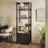 Transitional Narrow Bookshelf With Drawer On Bottom - Black - Image 10