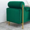 Elegant Upholstered Velvet Storage Bench With Cylindrical Arms And Iron Legs - Green - Image 10