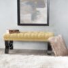Hilton - Ottoman Bench With Button - Tufted Diamond Stitching - Yellow - Image 2