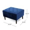 Mid Century Ottoman Velvet With Button Tufting With Birch Wood Legs - Navy Blue - Image 6