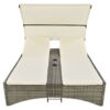 Patio Daybed Outdoor Daybed Sun Lounger With Shelter Roof With Adjustable Backrest, Storage Box And 2 Cup Holders For Patio, Balcony, Poolside - Cream - Image 9