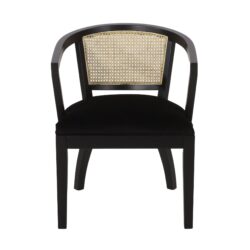 Elegant Dining Chair (Set of 2) With Cane Web Backrests And Velvet Upholstery - Black